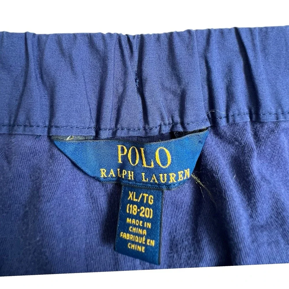 Polo Ralph Lauren Boys XL‎ (18-20) Solid Blue Cotton Jogger Pants Drawstring
